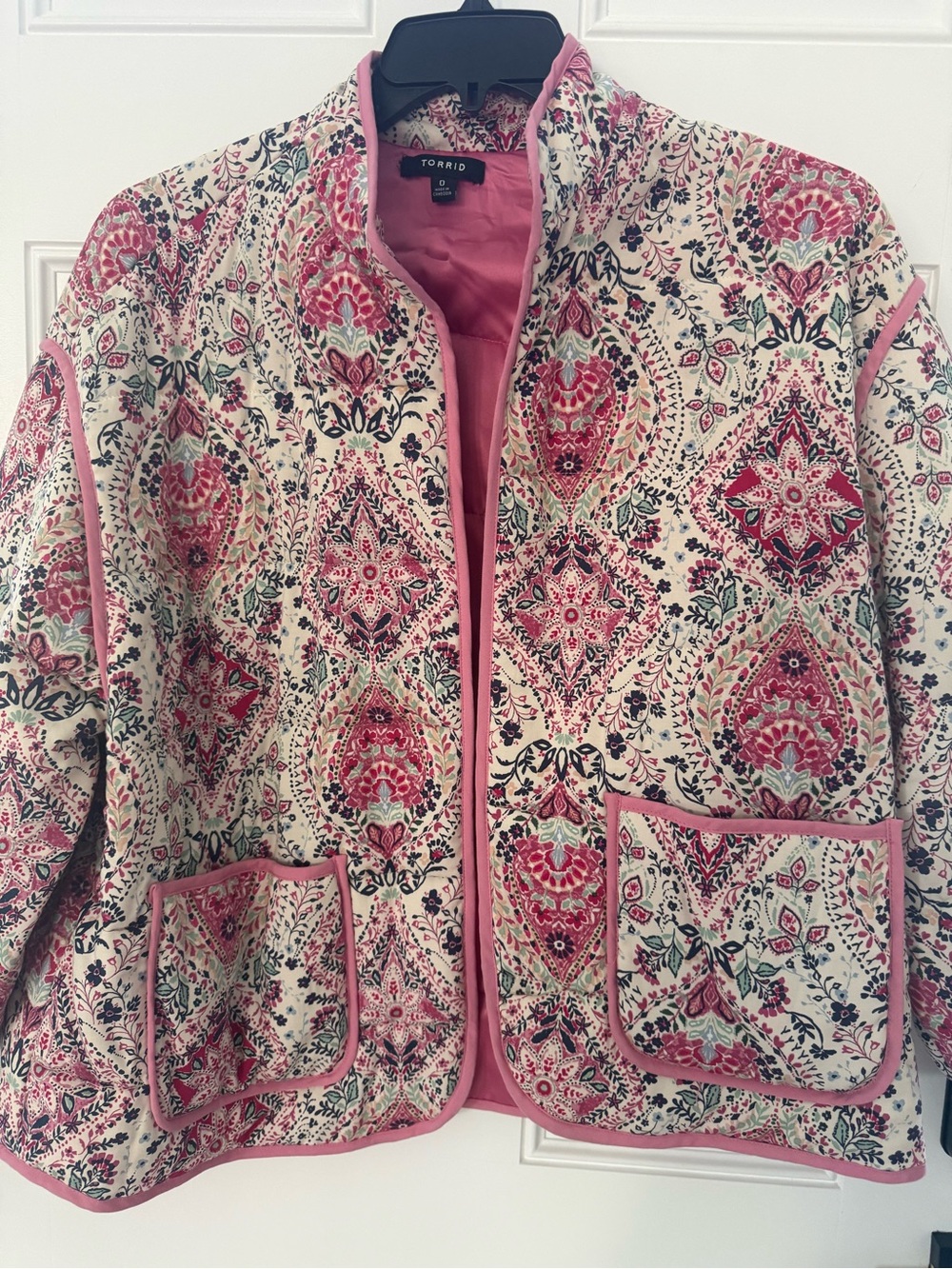 torrid Pink Floral Quilted Utility Jacket